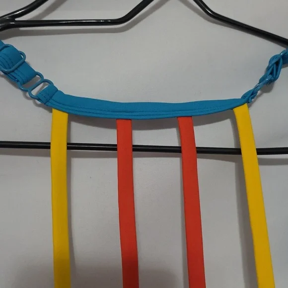 SWIM By Cacique Women's Swim TOP Bra W/Tank Overshirt Aqua Tropical Sz 28 EUC - Picture 8 of 14